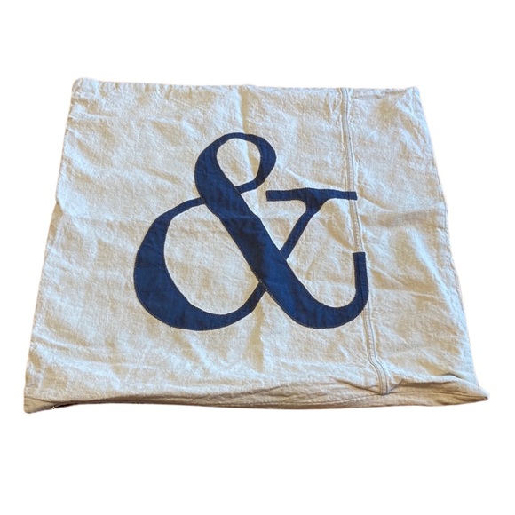 Pottery Barn Ampersand Applique Pillow Cover Square Decorative Accent Sham Tan & - Picture 2 of 13